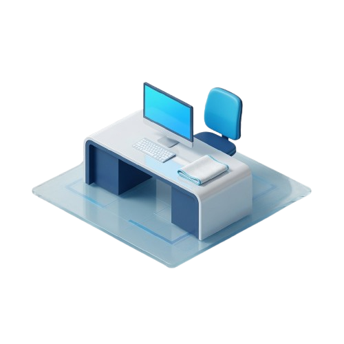 Office workspace layout illustration