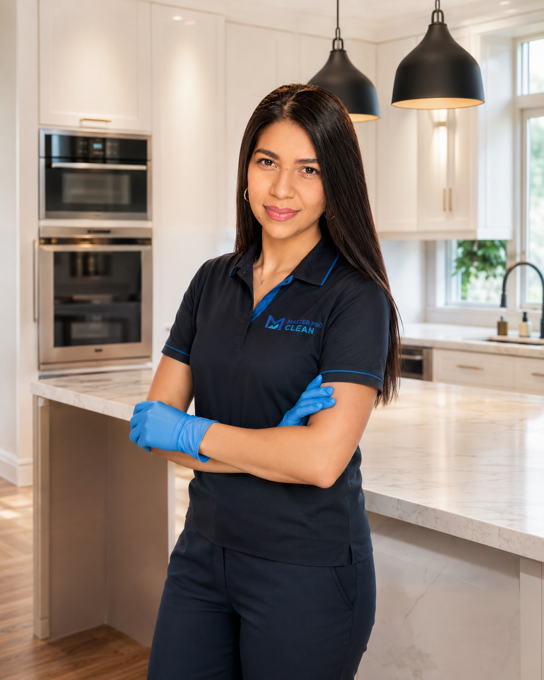 Master Pro 360 owner in a bright, freshly cleaned residential kitchen