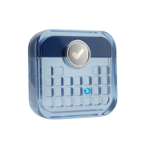 Crystal calendar and clock illustration representing reliable scheduling