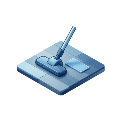 3D illustration of a vacuum head cleaning a tiled floor