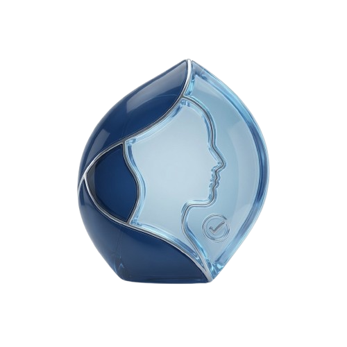 Crystal sculpture with elegant female profile representing owner-operated care