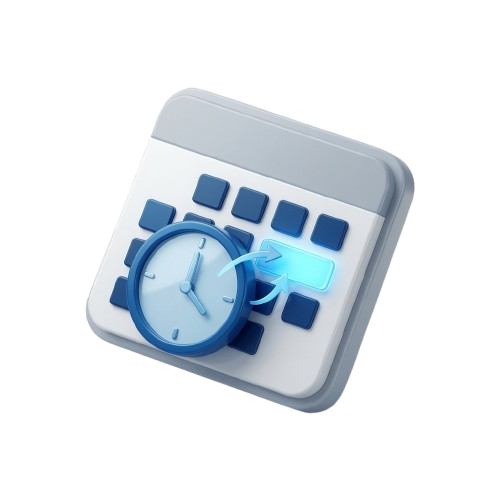 3D illustration of a calendar with a clock representing turnover timing and service frequency