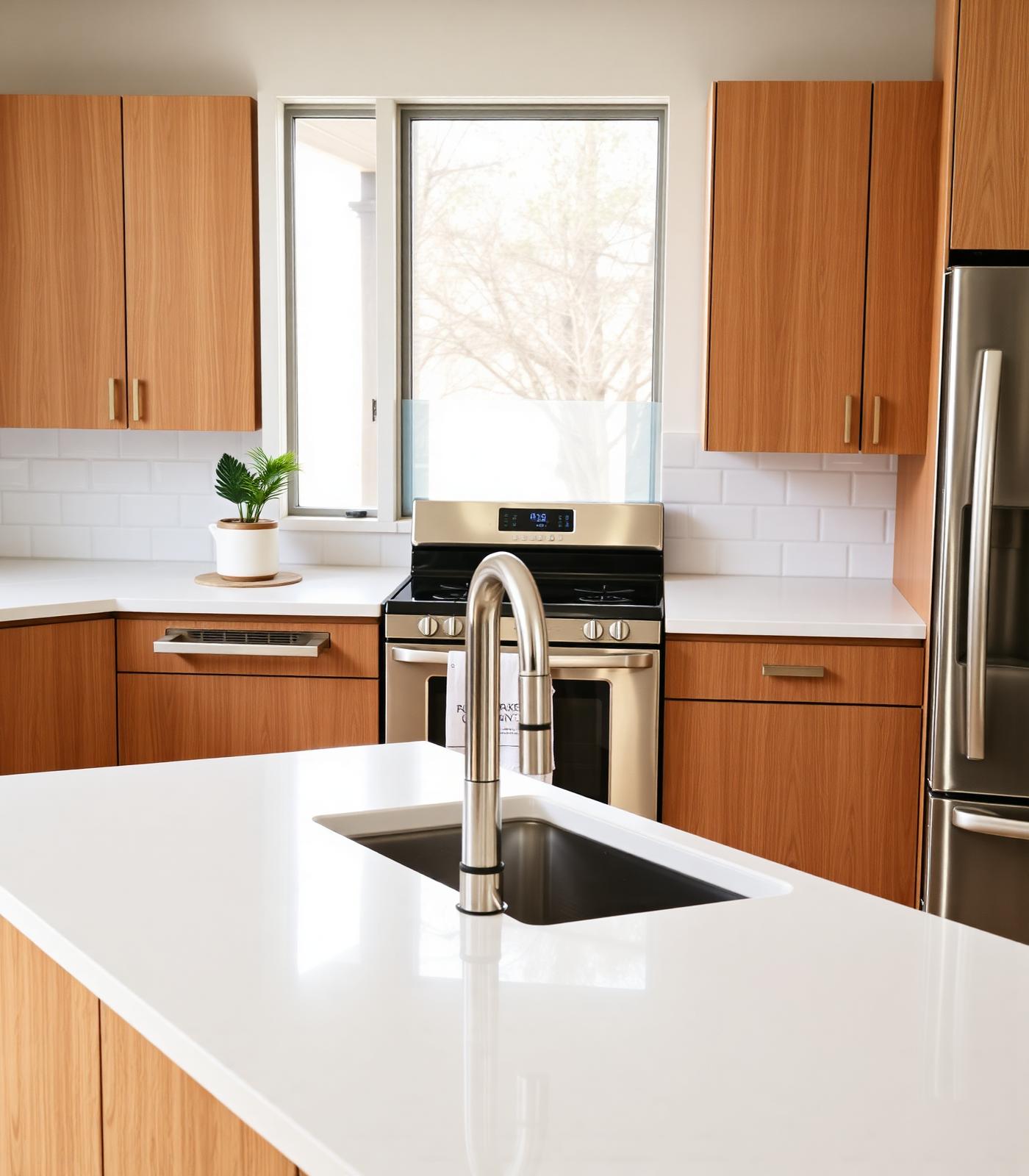 Rental kitchen being reset and cleaned between guest stays